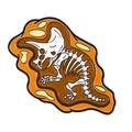 Enamel triceratops skeleton fossil brooch pin with amber resin finish for clothing - Triceratops Skeleton