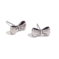 Minimalist silver bow knot stud earrings in polished stainless steel for women - Bowknot Stud Earrings - Silver