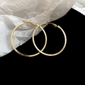 Boucles d'oreilles créoles dorées géométriques minimalistes avec finition métal poli - Boucles d'Oreilles Créoles Grandes à Boucle Dorées (81#)