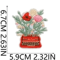 Close-up of flower basket embroidery patch with dimensions 6.7cm by 5.9cm in detail - Flower Basket (S30HXZ-135-03)
