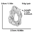 Detailed view of silver stainless steel earrings with dimensions 3.0cm height and 2.5cm width - D233-S (One Pair) / Silver