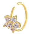Goldener Nasenring mit fünf funkelnden Zirkonia-Steinen in Blumenform - Kupfer / Stern (WG-0652)