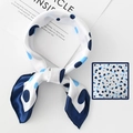 Silk-like small square scarf featuring blue polka dots and a stylish knotted design - 11-White Blue Polka Dots / 50*50CM