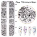 Set nail art 12 griglie strass AB con gemme trasparenti a fondo piatto da 3mm a 5mm - Strass a Dorso Piatto Trasparente Medio (12G-500)