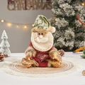 Sac cadeau Père Noël avec fenêtre en cœur transparente et finitions en peluche - J-45 Sac Poupée Père Noël 3D