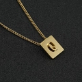 Golden 18K stainless steel necklace featuring a square pendant with a 3D letter Q - Letter Q