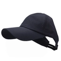 Navy blue breathable mesh baseball cap with high ponytail hole and long visor for sun protection - Adjustable / Navy Blue