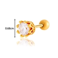 Gold titanium steel butterfly cartilage earring with a sparkling round zircon stone - Six-Prong Crown Zircon Style (AMY2-4#金)