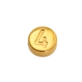 Polished 18K gold-plated stainless steel round bead with number 4 for DIY jewelry - Number 4 (SP459G-4)
