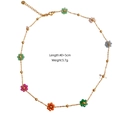 Detail view of colorful acrylic flower pendant necklace with 40+5cm length specs - Rainbow Flower Necklace