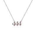 Silver Angel Number 444 Necklace with red zircons and fine chain link for women - Platinum-444 (Red Zircon)