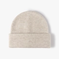Grobstrick-Beanie in hellem Beige mit klassischem Umschlag für warme Wintertage - Einheitsgröße / Beige