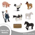 Realistic 8-piece farm animal model set with pig, rooster, cow, horse, and farmer figures - 8Pcs Farm Life Figures Set 69g