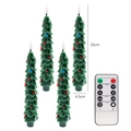 Set of 4 green Christmas tree LED candles with remote control for holiday decor - Pure Green Berries Candle 4PCS Remote