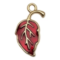 Leaf-shaped red enamel alloy pendant with gold-tone metal trim for DIY jewelry - Leaf (17524)