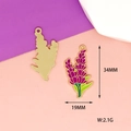 Purple lavender floral alloy charm pendant with gold metal edges and size dimensions - 7 Violet
