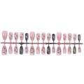 Set unghie finte cat eye rosa con trama marmorizzata argento e decorazioni stelle e lune - Stile Rosa Marmo Stella Luna Cat Eye (B1-14124) [30 Pz/Striscia]