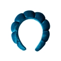 Blue velvet padded headband with twisted bubble design for hair styling and face washing - Velvet Headband - Royal Blue