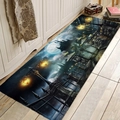 Gothic Halloween runner rug with spooky castle and full moon on dark flannel mat - 40x60cm / Gothic Castle Moonlit