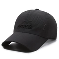 Gorra deportiva negra con agujeros de ventilación láser y bordado para exteriores - Ajustable / Negro