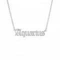 Silver stainless steel zodiac necklace with Aquarius letter pendant in retro style - Aquarius (Silver)