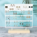 White metal jewelry organizer with pine wood base for earrings and studs display - 144 Holes Medium / White