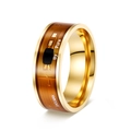 Anello intelligente NFC NTAG213 dorato con inserto marrone e motivo a circuito - US 6 / Oro