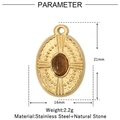 Detailed size parameters of 21x14mm vintage natural stone stainless steel pendant - VG873/Oval/Brown Stone