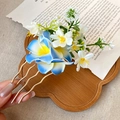 Épingle à cheveux en tissu bleu et blanc avec griffes dorées pour un style élégant - Épingle À Cheveux N° 39 - Bleue (à L'unité)