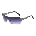 Y2K rimless sunglasses with gradient purple lenses and gunmetal disc metal temples - Gunmetal Frame Gradient Grey