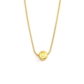 Gold stainless steel snake chain necklace featuring a thick circular letter Q pendant - Letter Q