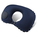 Portable navy blue inflatable travel U-shaped neck pillow with built-in manual pump - Milk Silk / Neck Pillow / Dark Blue