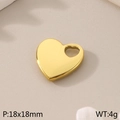 Polished golden stainless steel heart pendant for DIY jewelry, size 18x18mm - Large Heart Style (KLJ2683-Z)