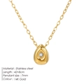 Collar minimalista de acero inoxidable chapado en oro 14K con colgante de gota de circón - Dorado