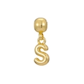 Macro view of 18k gold plated bubble letter S pendant with high polish mirror finish - Letter S