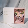 Seifenblumenstrauß in Rosa und Lila in einer eleganten Geschenkbox mit Sichtfenster - Rosa Lila Rose (3132-2)