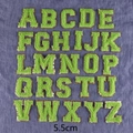 Toppe con lettere in ciniglia verde con bordi glitter oro da 5,5 cm per abbigliamento DIY - G1-1-L/5,5cm/Verde/Set di 26 Lettere