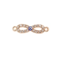 Macro detail of infinity evil eye connector with white rhinestones and gold plating - Gold Infinity / 10 Pieces Pack