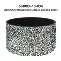 Black silicone protective boot for tumblers with shimmering AB rainbow rhinestones - AB Rhinestone/Black Sleeve