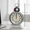 Silver vintage quartz motorcycle style alarm clock with dual bells and size dimensions - Silver Round Alarm Clock
