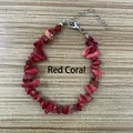 Handmade red coral irregular stone bead bracelet with silver adjustable metal clasp - Red Coral