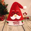Plush Santa Claus Christmas hat with black glasses and white beard for festive holiday parties - Santa with Glasses Print