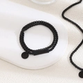 Modern black stainless steel double-layered bracelet with rectangular and round pendants - Black / 32cm