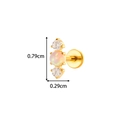 Golden titanium stud earring with center opal and side zircons, size 0.79x0.29cm - Clear Zircon White Opal Style (T2561-5#)