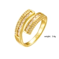 Adjustable bypass ring with gold plating and double-row cubic zirconia baguettes - Style 260 (Cross White)