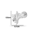 Silver G23 titanium labret stud with wing design and three sparkling cubic zirconia - Winged Star Style (T2511-6#) / Silver