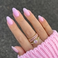 Golden stackable rings featuring pink marquise stones and a heart-shaped gemstone - BZ1450 Pink Heart Gem / Jelly Glue + Nail File