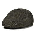Close-up of winter warm peaked cap showing dark brown tweed texture and velvet lining - One Size / Coffee Speckled