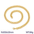 10mm breite goldene Panzerkette aus Edelstahl 650mm Länge mit sicherem Karabinerverschluss - 65cm / Gold