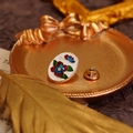Ovale emaille bloemenbroche met vlinderpatroon en gouden vlindersluiting voor dames - Ovale Vlinder-Wit Emaille